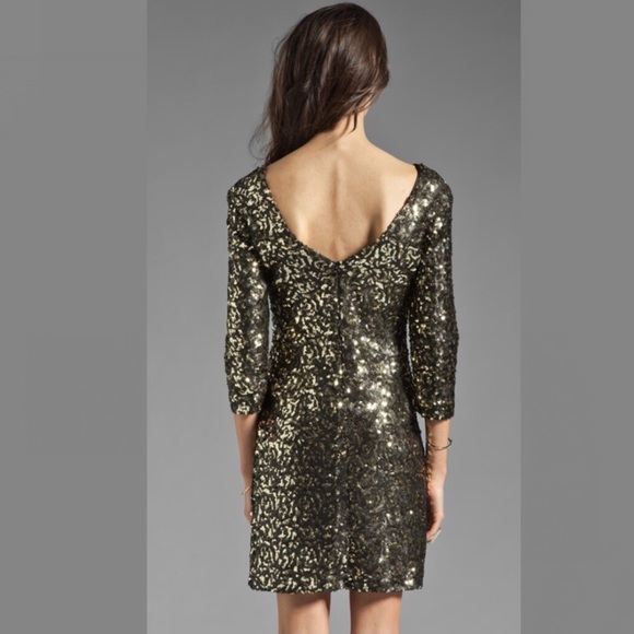 MM Couture Gold and Black Sequin Metallic Dress Size Medium - Picture 3 of 13